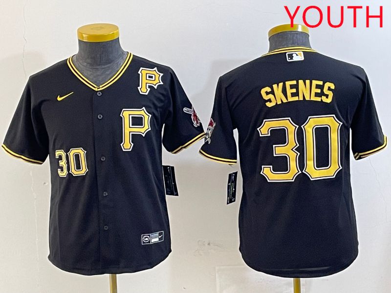 Youth Pittsburgh Pirates #30 Skenes Black Game 2025 Nike MLB Jersey style 1